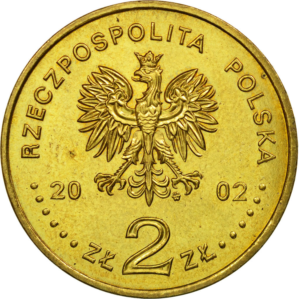 Coin, Poland, 2 Zlote, 2002, Warsaw, AU(55-58), Brass, KM:431