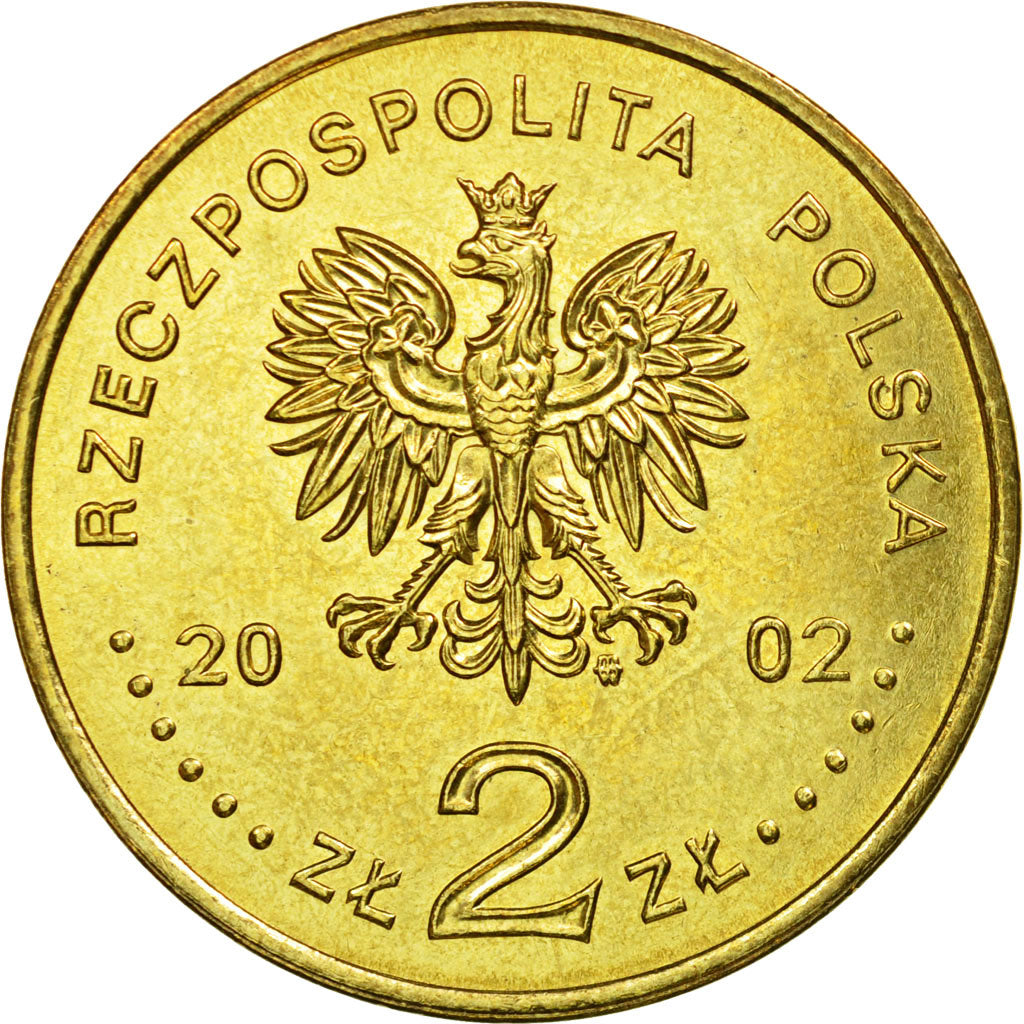 Coin, Poland, 2 Zlote, 2002, Warsaw, AU(55-58), Brass, KM:433