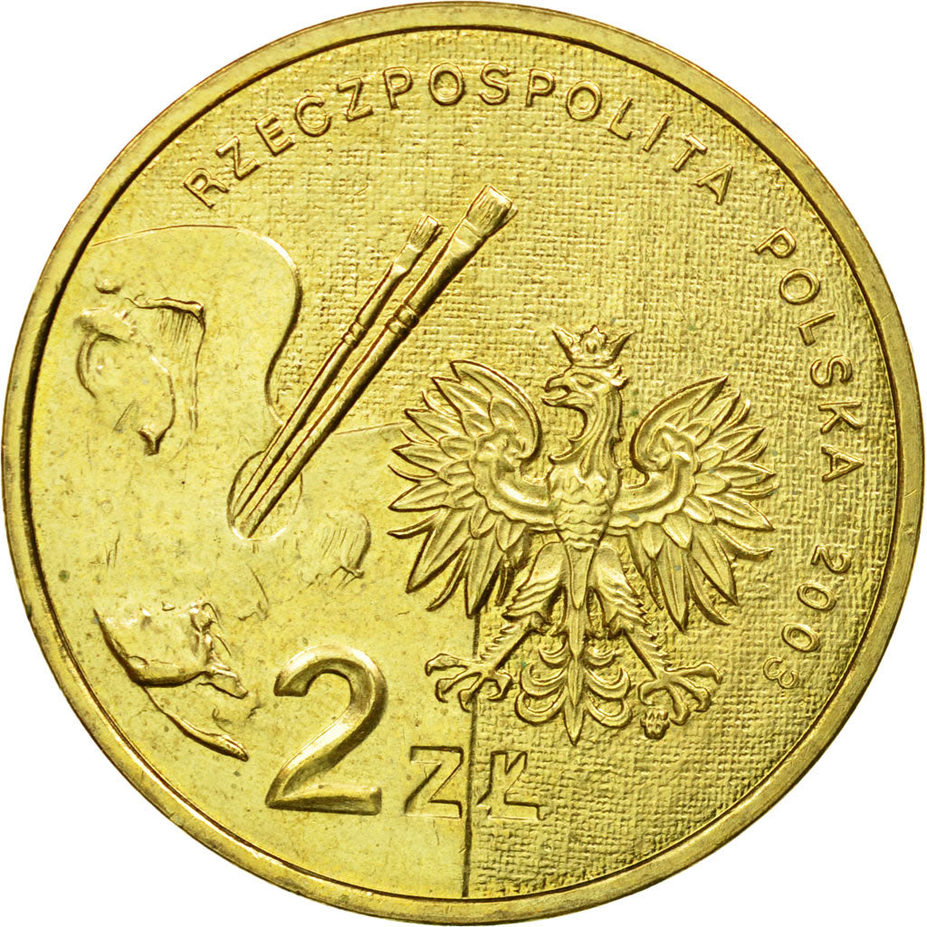 Coin, Poland, 2 Zlote, 2003, Warsaw, AU(55-58), Brass, KM:477