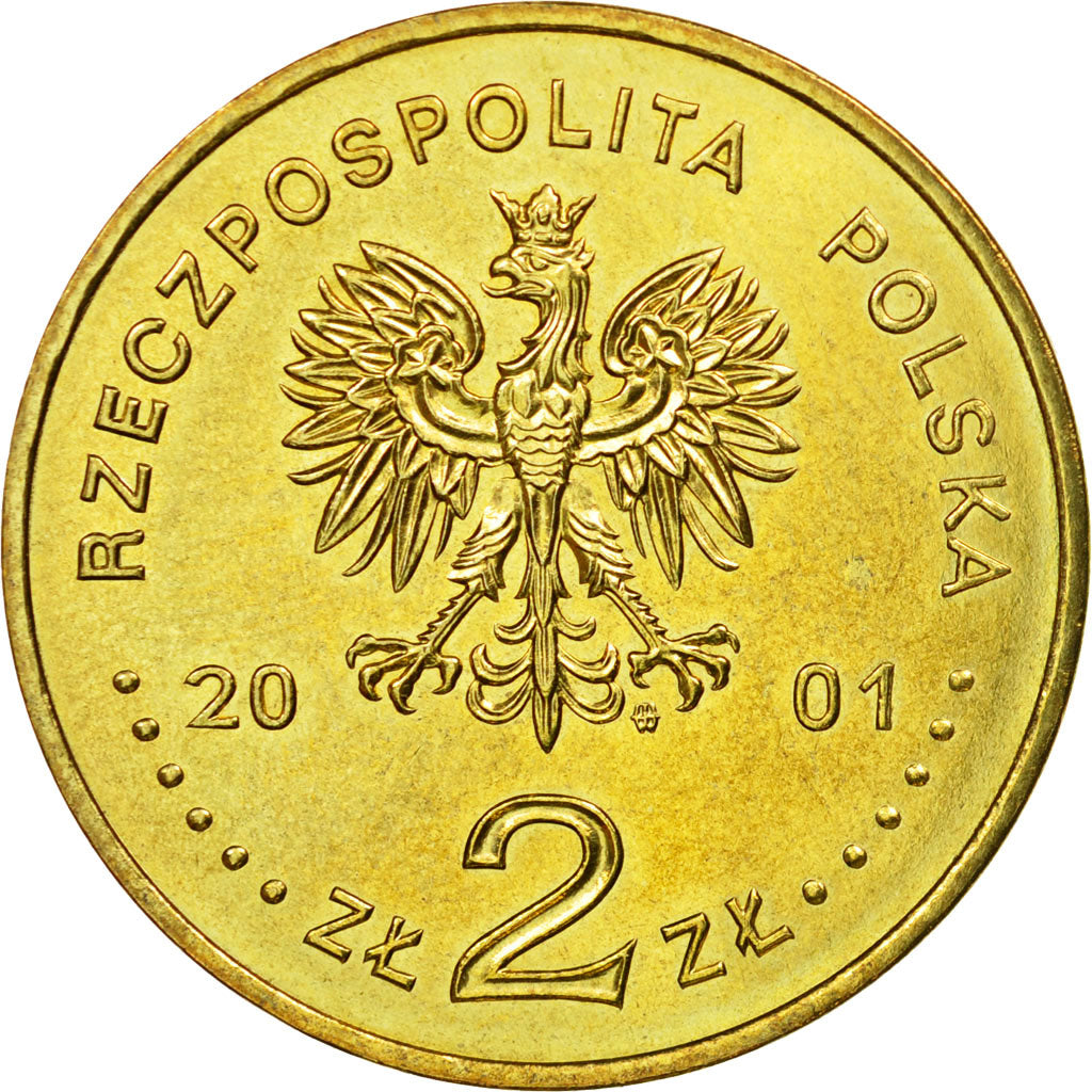 Coin, Poland, 2 Zlote, 2001, Warsaw, AU(55-58), Brass, KM:426