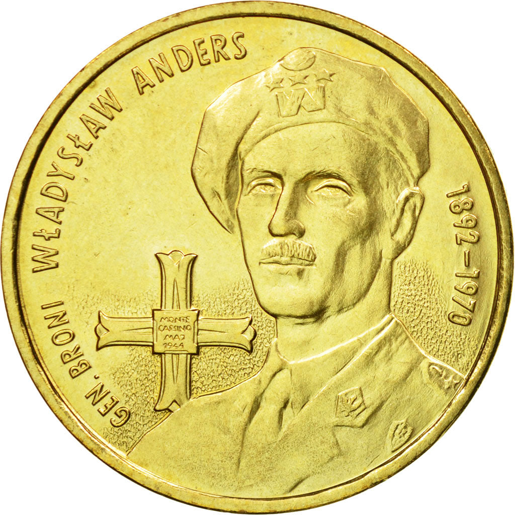 Coin, Poland, 2 Zlote, 2002, Warsaw, AU(55-58), Brass, KM:440