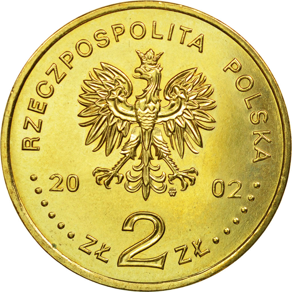 Coin, Poland, 2 Zlote, 2002, Warsaw, AU(55-58), Brass, KM:440