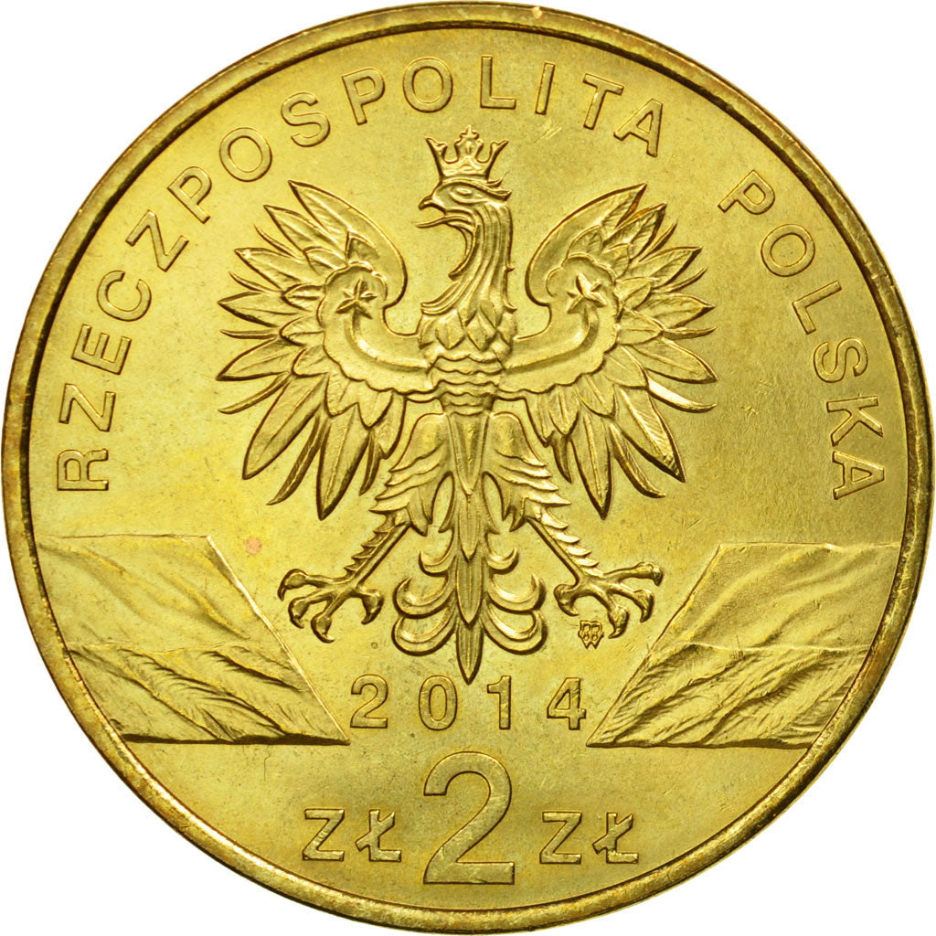 Coin, Poland, 2 Zlote, 2014, Warsaw, AU(55-58), Brass