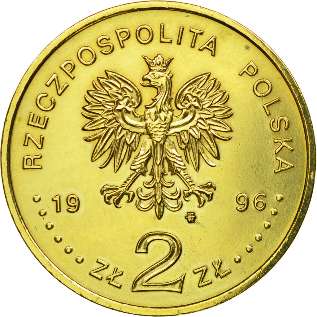Coin, Poland, 2 Zlote, 1996, Warsaw, AU(55-58), Brass, KM:306