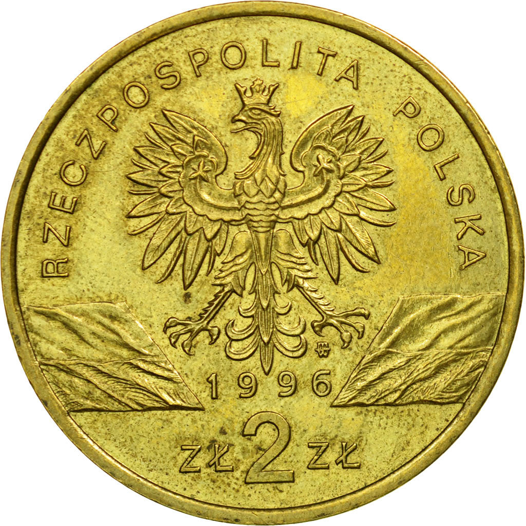 Coin, Poland, 2 Zlote, 1996, Warsaw, AU(55-58), Brass, KM:311