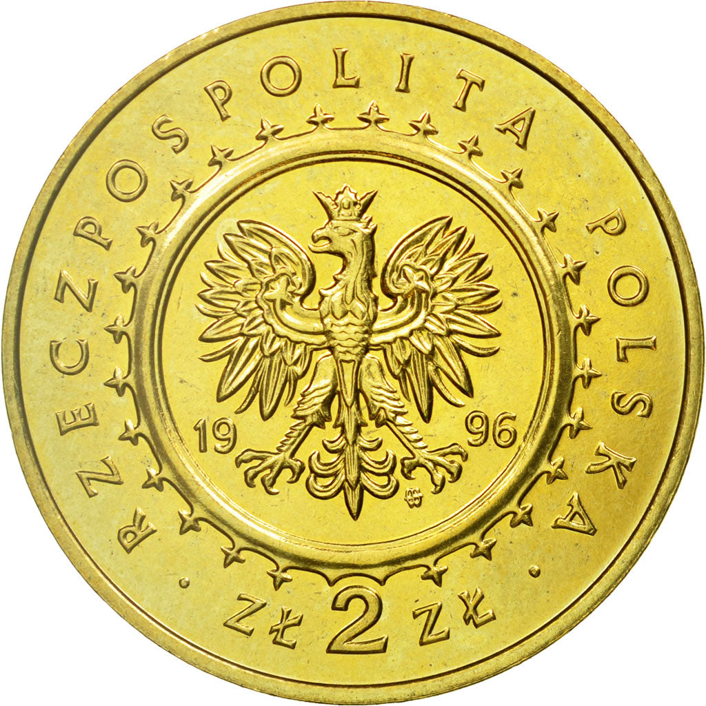 Coin, Poland, 2 Zlote, 1996, Warsaw, AU(55-58), Brass, KM:313
