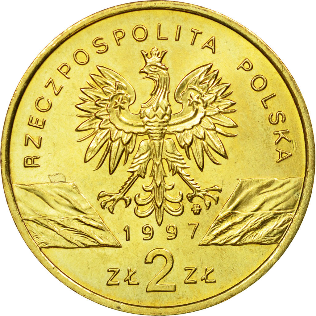 Coin, Poland, 2 Zlote, 1997, Warsaw, AU(55-58), Brass, KM:329