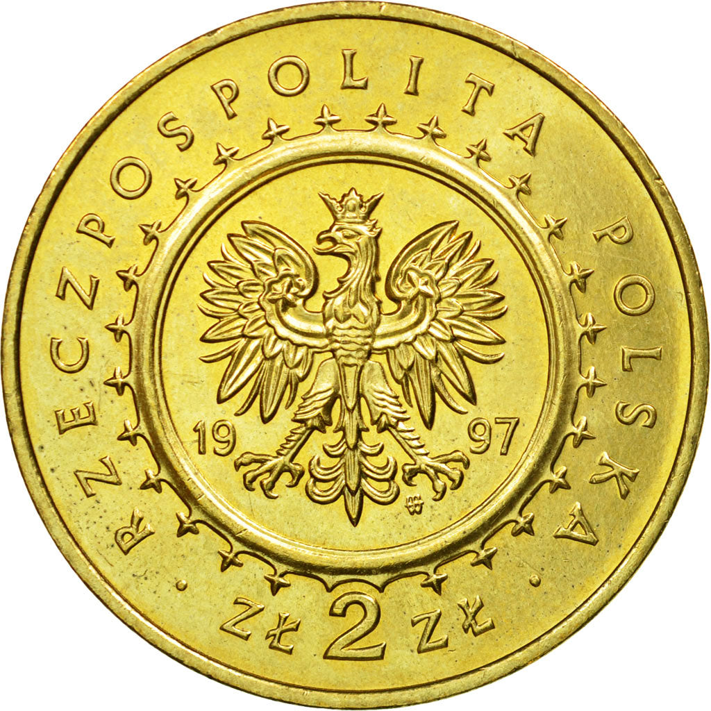Coin, Poland, 2 Zlote, 1997, Warsaw, AU(55-58), Brass, KM:331