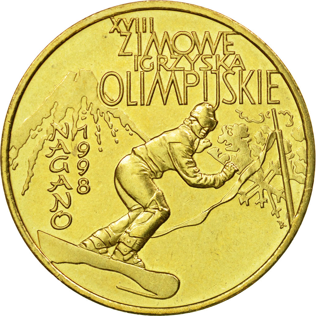 Coin, Poland, 2 Zlote, 1998, Warsaw, AU(55-58), Brass, KM:335