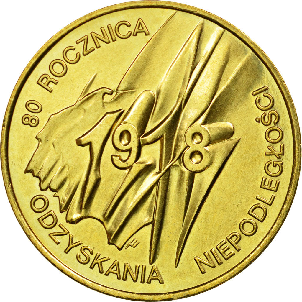 Coin, Poland, 2 Zlote, 1998, Warsaw, AU(55-58), Brass, KM:349