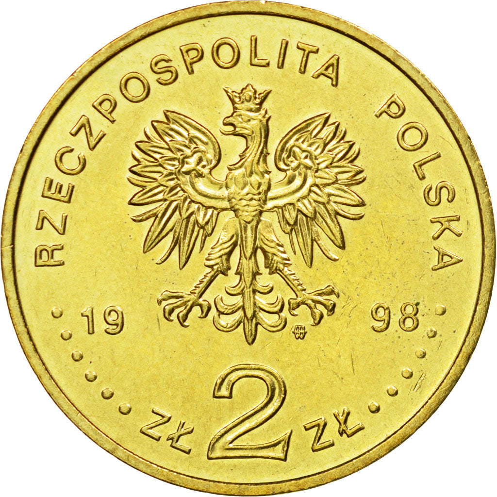 Coin, Poland, 2 Zlote, 1998, Warsaw, AU(55-58), Brass, KM:349