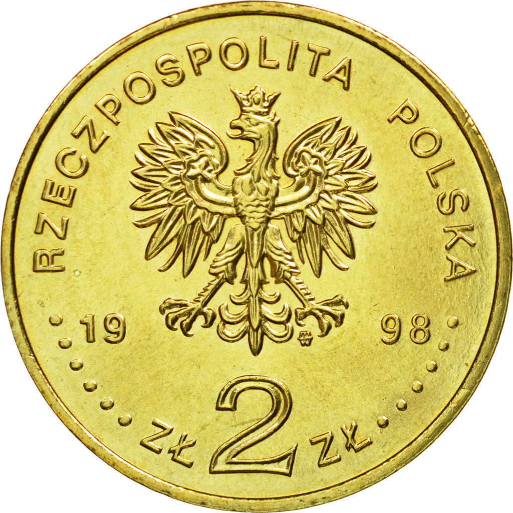 Moneda, Polonia, 2 Zlote, 1998, Warsaw, EBC, Latón, KM:336