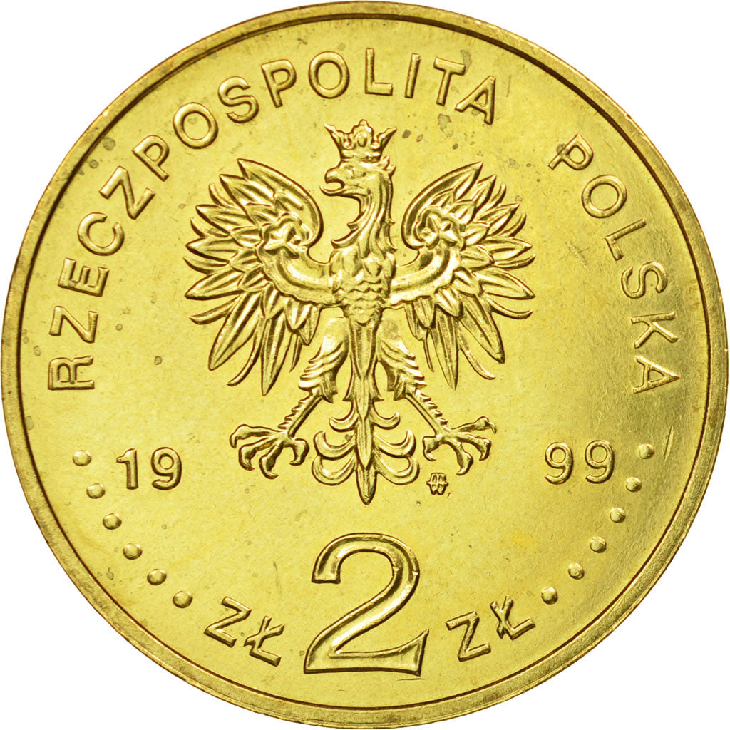 Coin, Poland, 2 Zlote, 1999, Warsaw, AU(55-58), Brass, KM:357