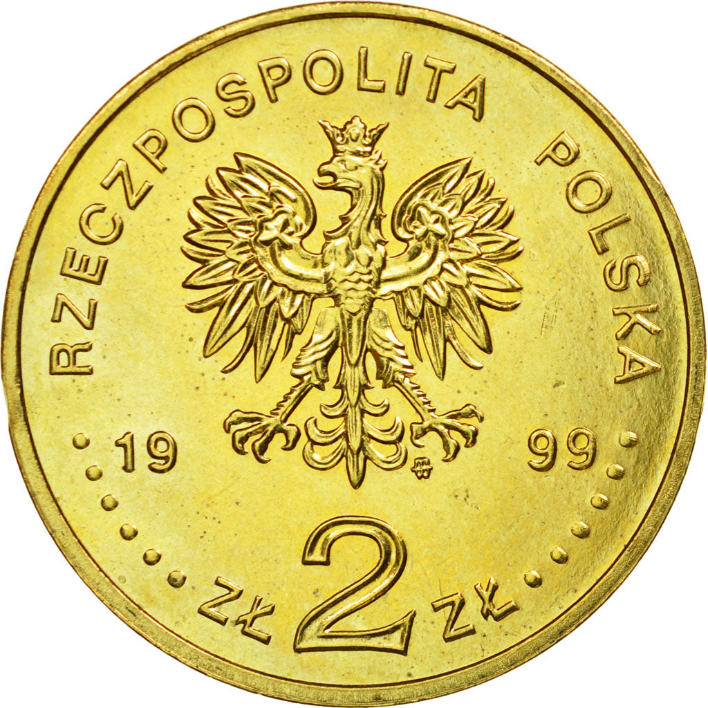 Coin, Poland, 2 Zlote, 1999, Warsaw, AU(55-58), Brass, KM:363