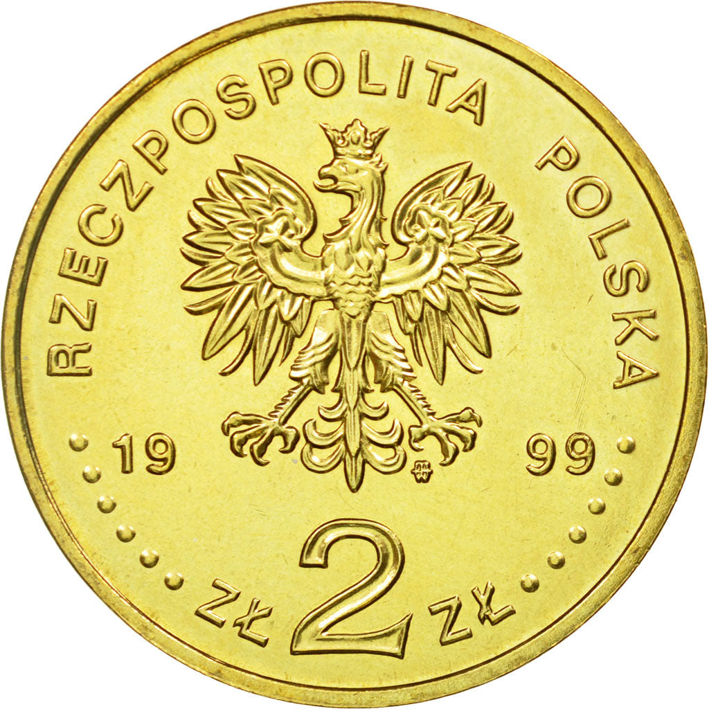 Coin, Poland, 2 Zlote, 1999, Warsaw, AU(55-58), Brass, KM:368