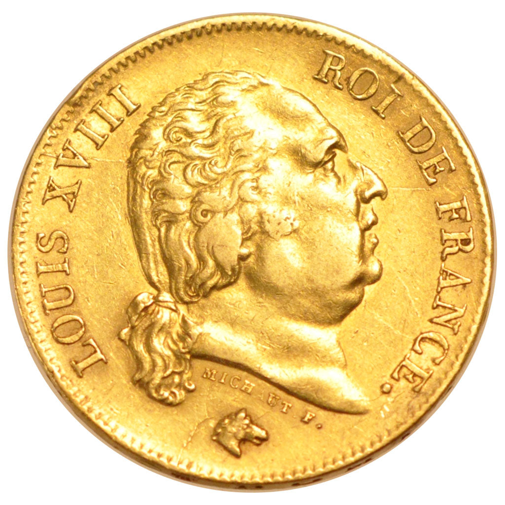 FRANCE, Louis XVIII, 40 Francs, 1818, Lille, KM #713.6, AU(50-53), Gold,...