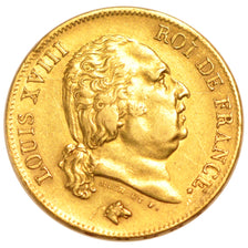 FRANCE, Louis XVIII, 40 Francs, 1818, Lille, KM #713.6, AU(50-53), Gold,...