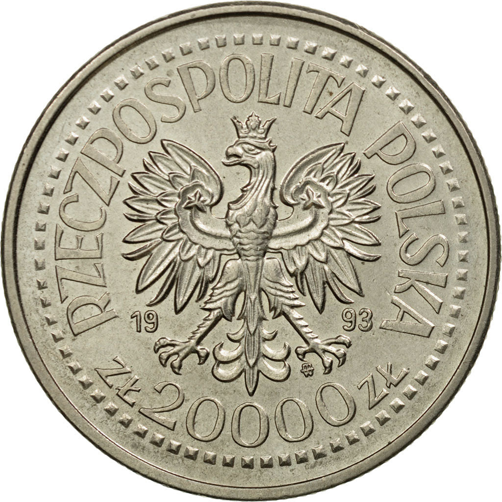 Moneda, Polonia, 20000 Zlotych, 1993, Warsaw, EBC, Cobre - níquel, KM:256