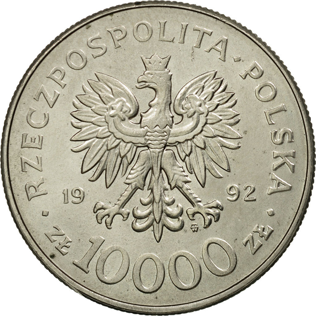 Moneda, Polonia, 10000 Zlotych, 1992, Warsaw, EBC, Cobre - níquel, KM:246
