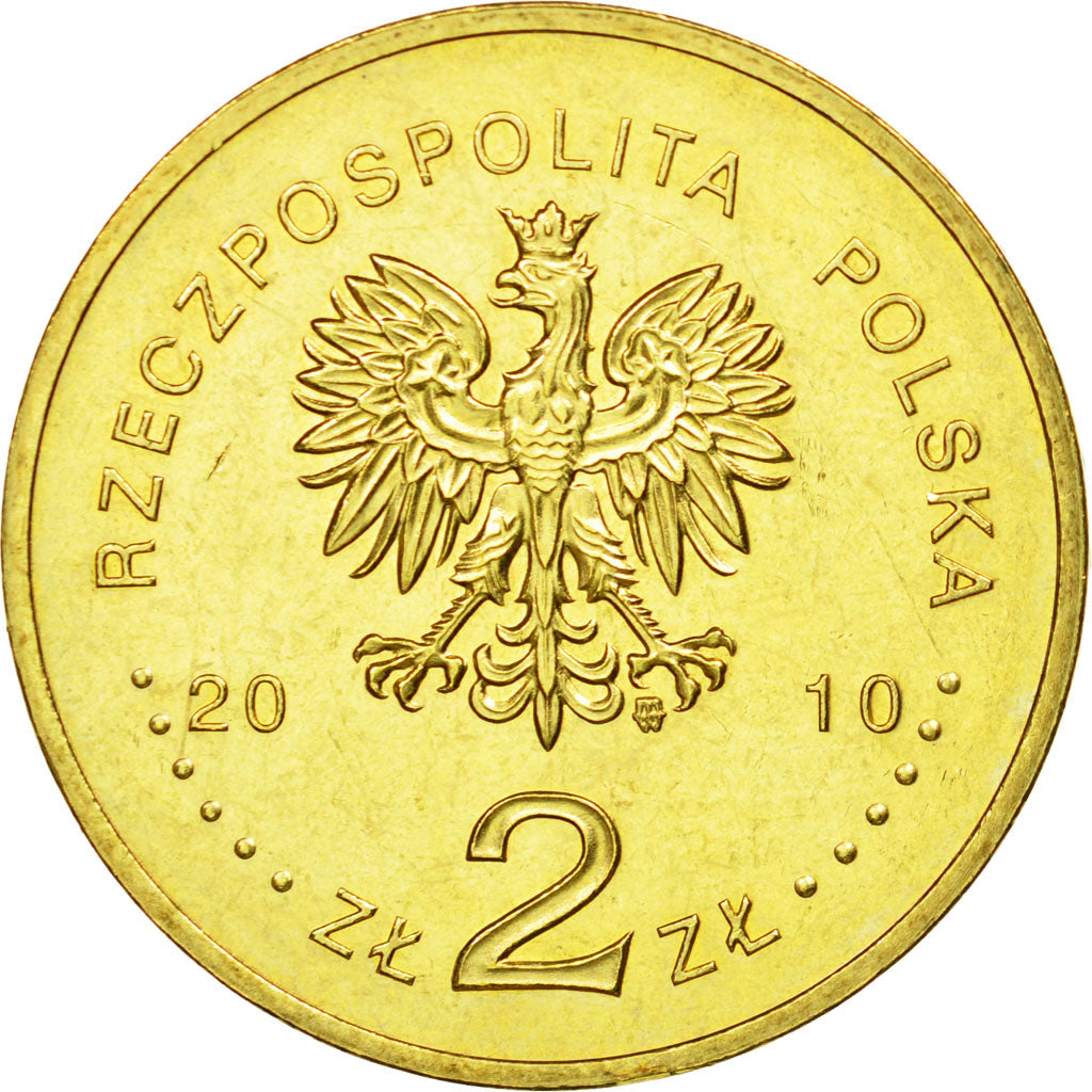 Coin, Poland, 2 Zlote, 2010, Warsaw, AU(55-58), Brass, KM:735