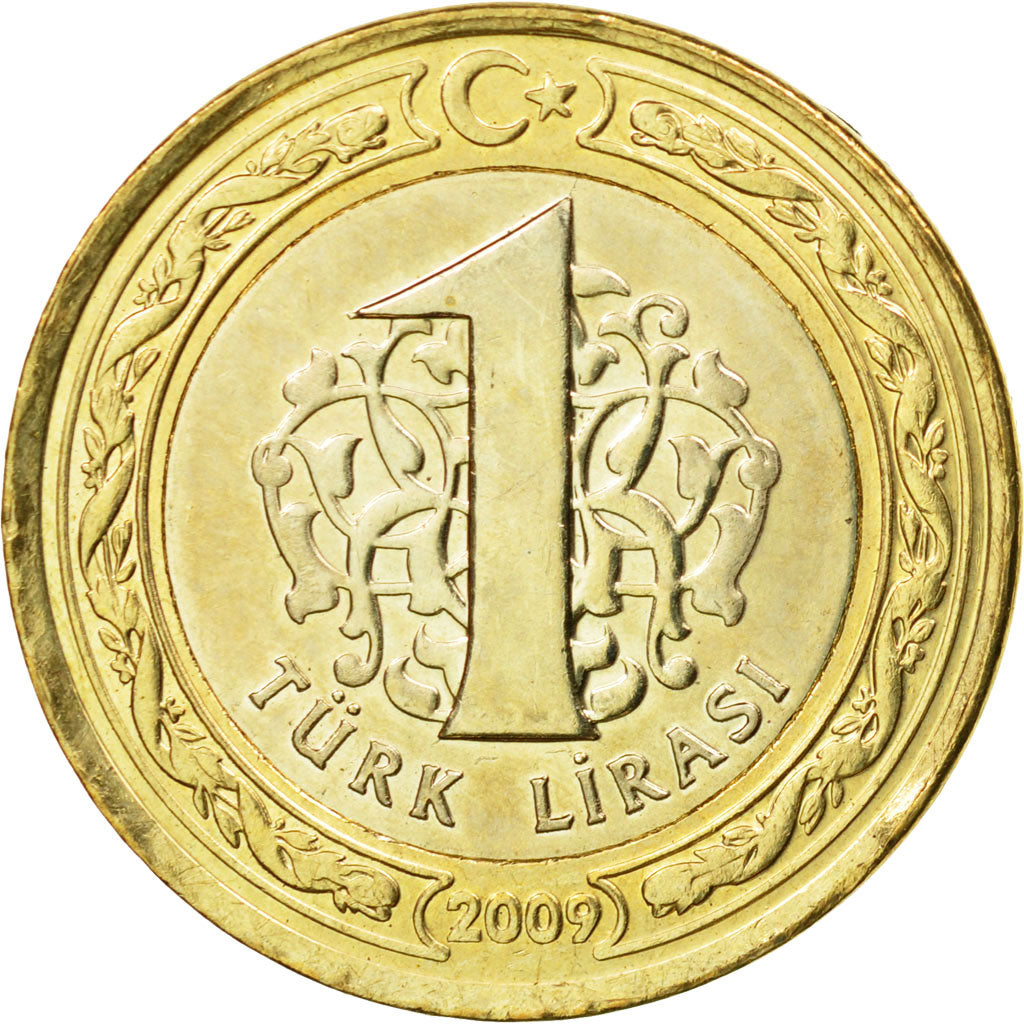 Moneta, Turcja, Lira, 2009, MS(65-70), Bimetaliczny, KM:1244