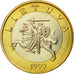 Coin, Lithuania, 2 Litai, 1999, MS(60-62), Bi-Metallic, KM:112