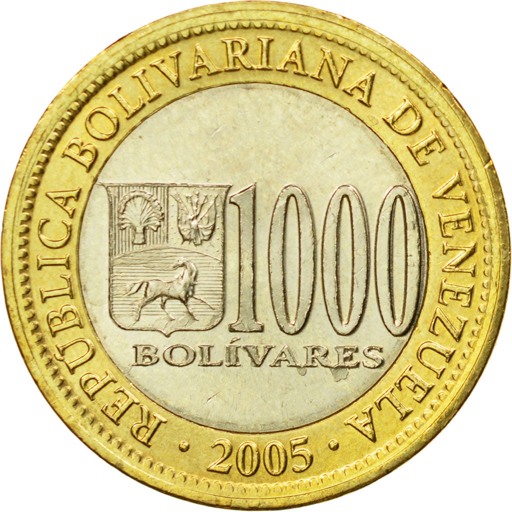 Moneda, Venezuela, 1000 Bolivares, 2005, Maracay, FDC, Bimetálico, KM:85