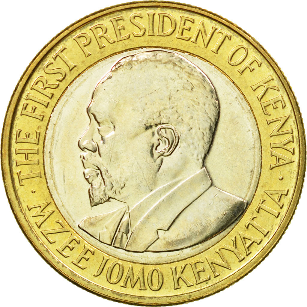 Coin, Kenya, 10 Shillings, 2005, British Royal Mint, MS(60-62), Bi-Metallic