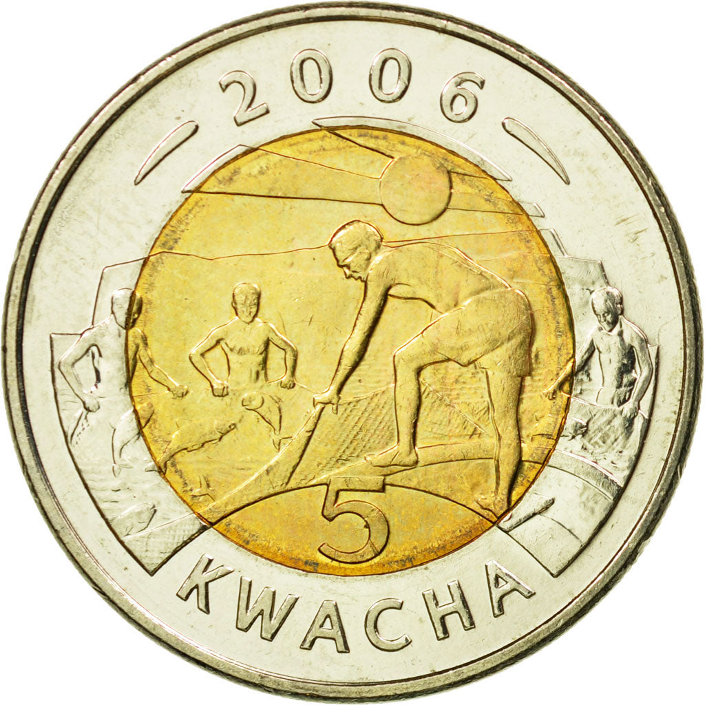 Coin, Malawi, 5 Kwacha, 2006, MS(65-70), Bi-Metallic, KM:57
