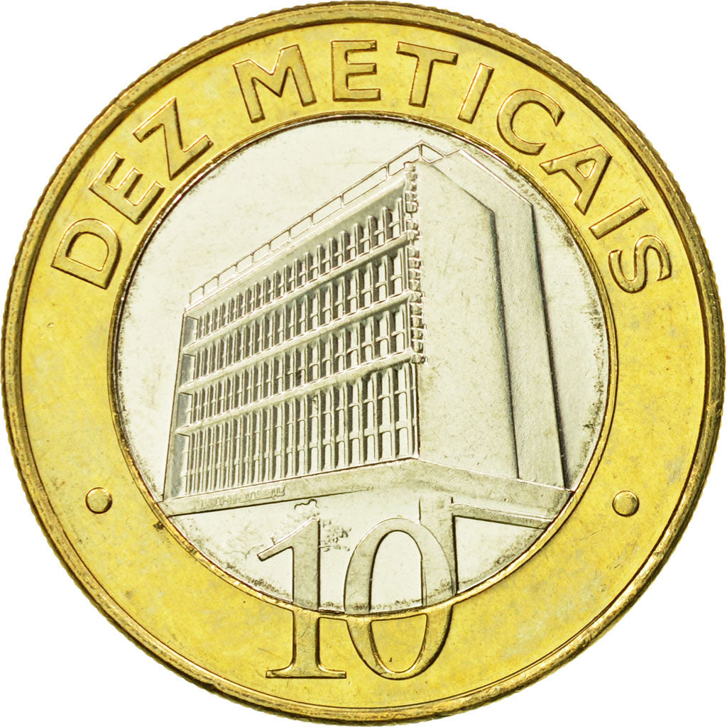 Coin, Mozambique, 10 Meticais, 2006, MS(65-70), Bi-Metallic, KM:140