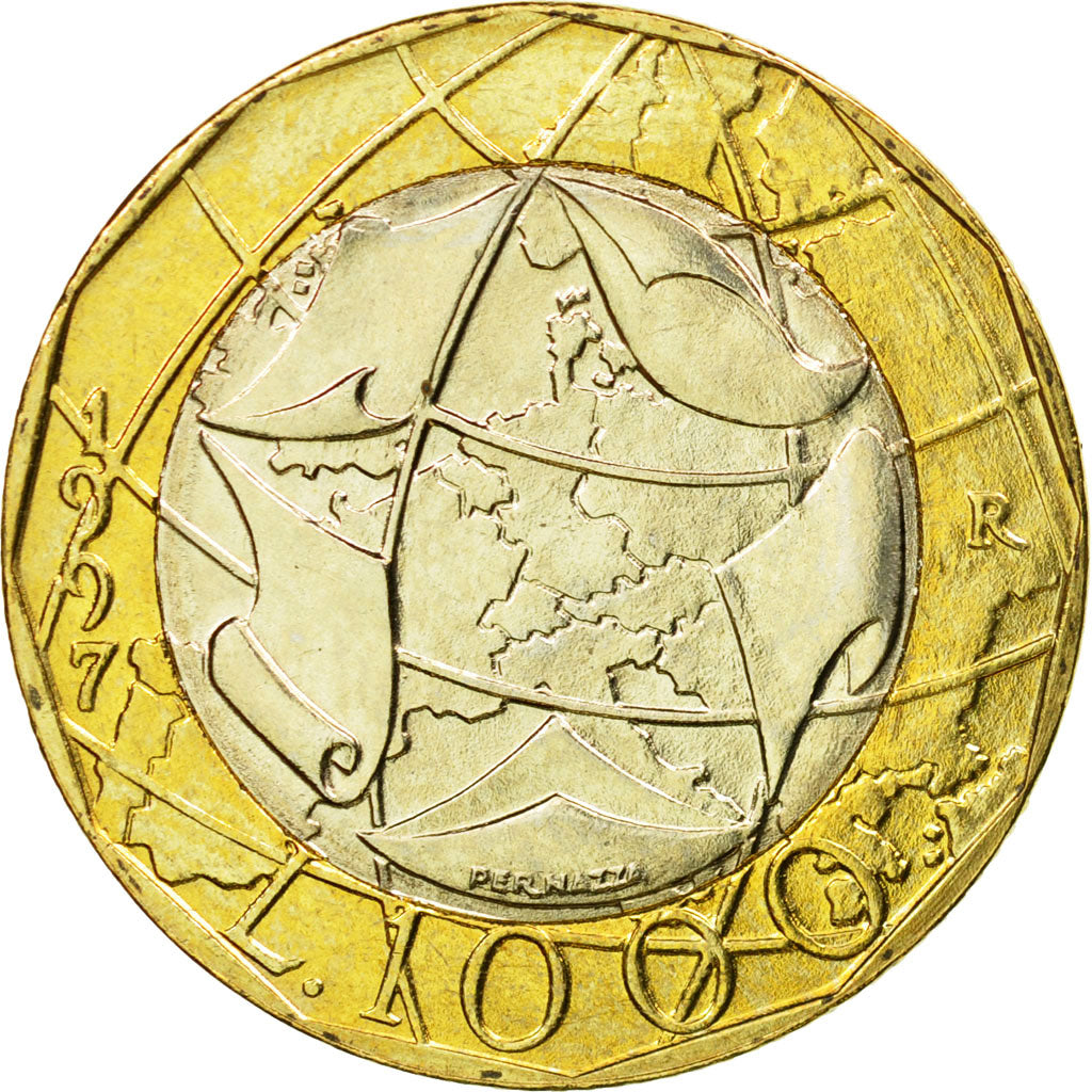 Coin, Italy, 1000 Lire, 1997, Rome, MS(65-70), Bi-Metallic, KM:194