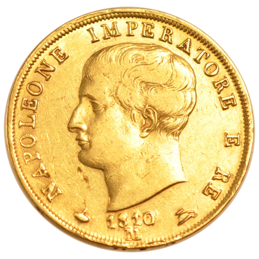 ITALIAN STATES, 40 Lire, 1810, Milan, KM #12, EF(40-45), Gold, 12.80