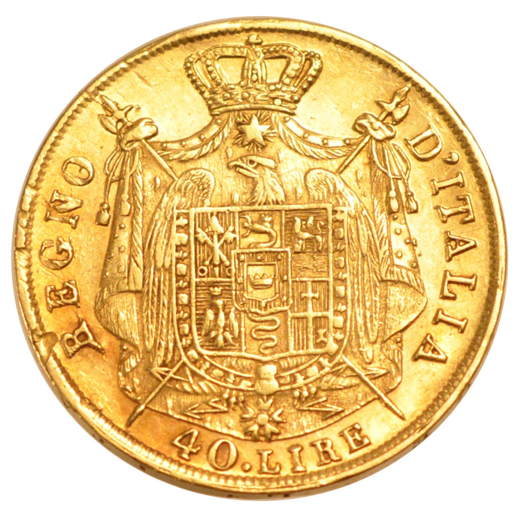 ITALIAN STATES, 40 Lire, 1810, Milan, KM #12, EF(40-45), Gold, 12.80