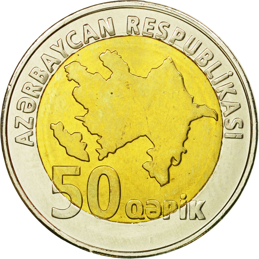 Coin, Azerbaijan, 50 Qapik, 2006, MS(65-70), Bi-Metallic, KM:44