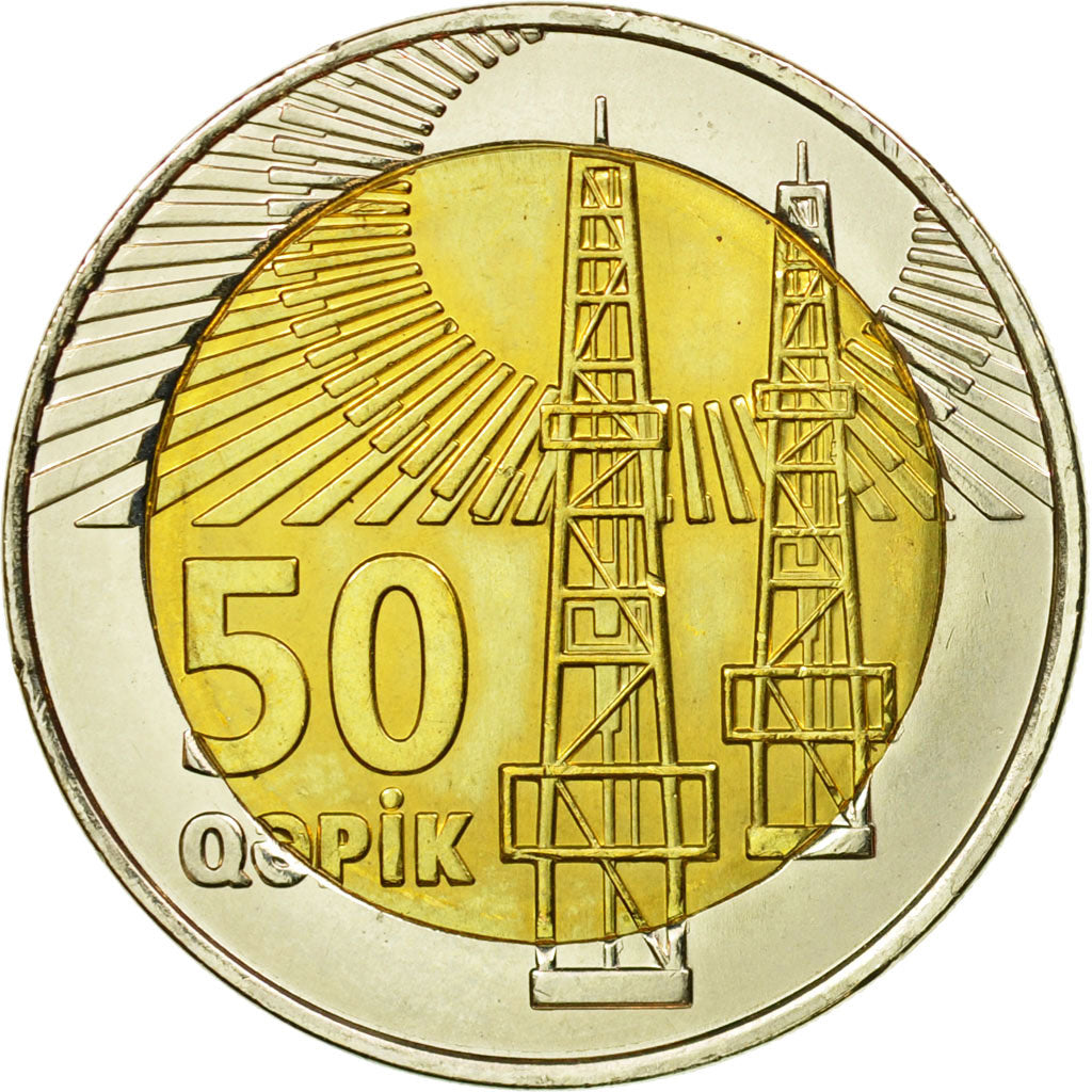 Coin, Azerbaijan, 50 Qapik, 2006, MS(65-70), Bi-Metallic, KM:44