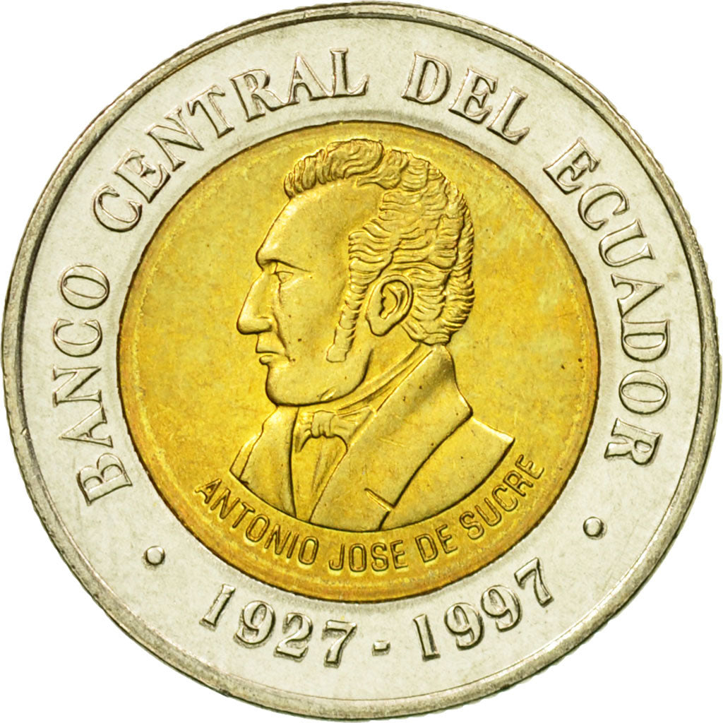 Moneta, Ecuador, 70th Anniversary - Central Bank	1997, 100 Sucres, 1997, FDC