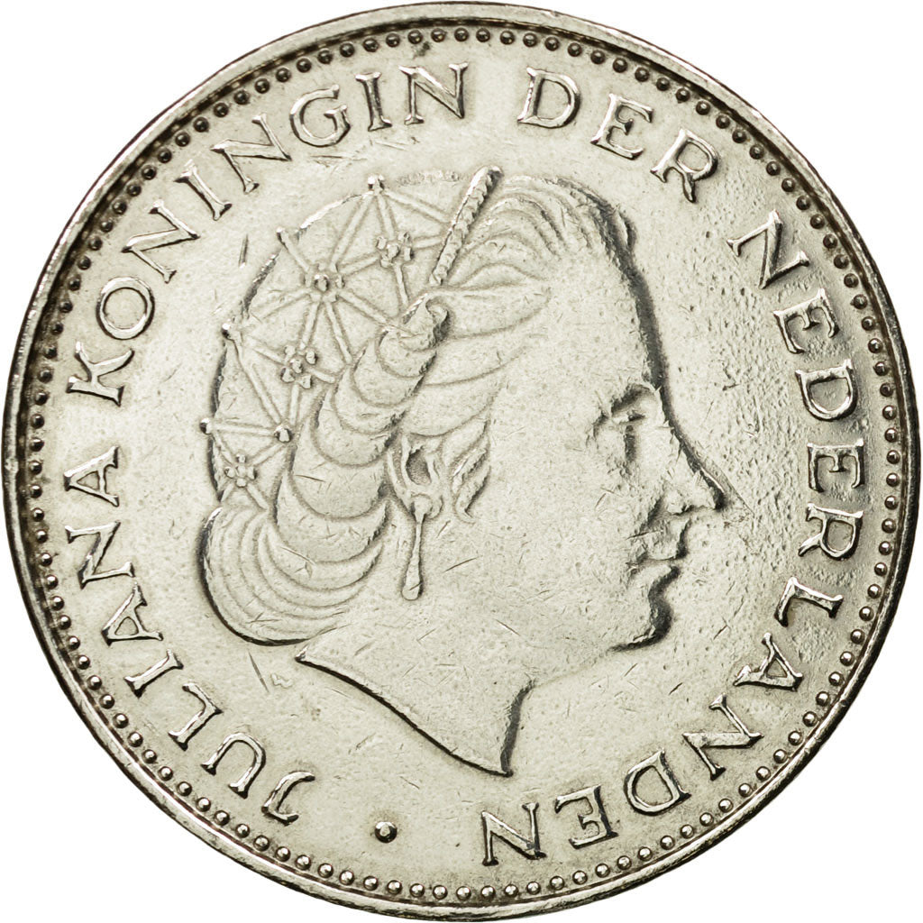 Coin, Netherlands, Juliana, 2-1/2 Gulden, 1971, AU(55-58), Nickel, KM:191