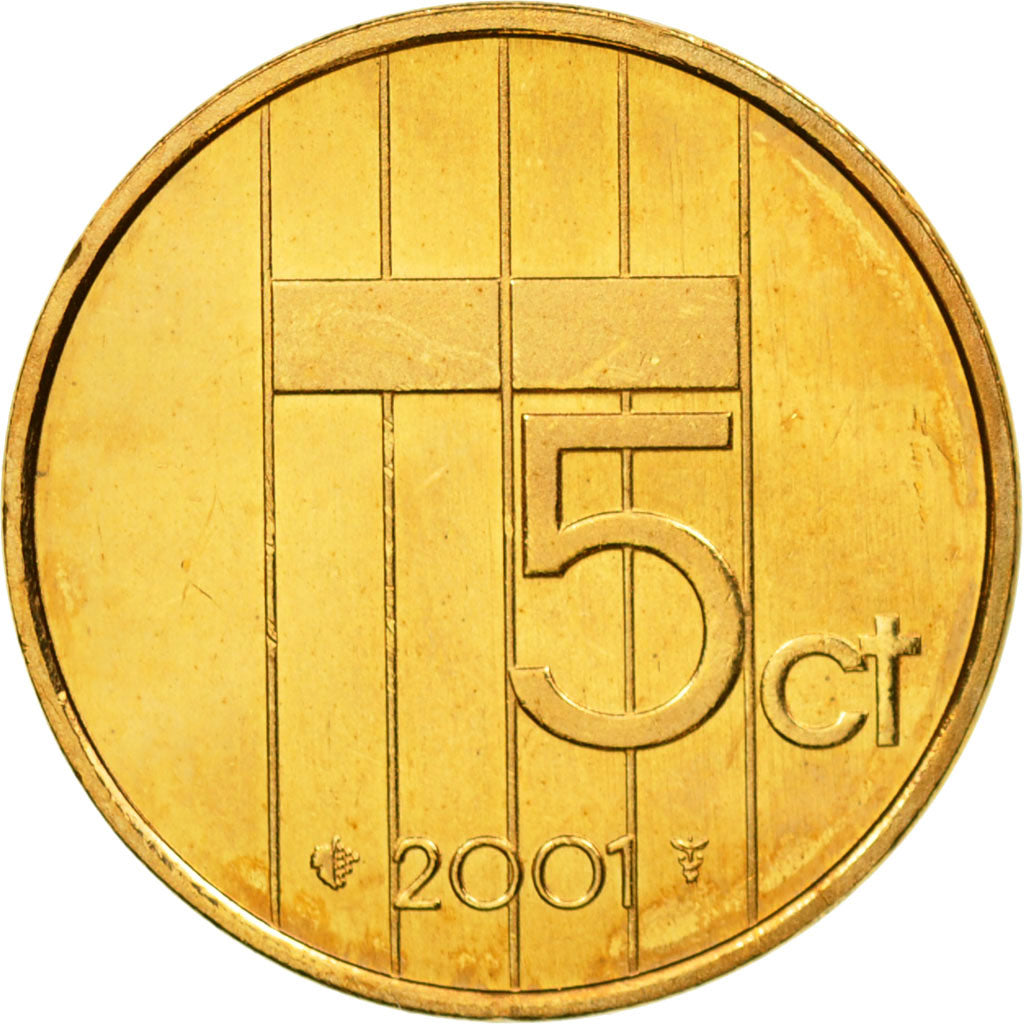 Coin, Netherlands, Beatrix, 5 Cents, 2001, AU(55-58), Bronze, KM:202