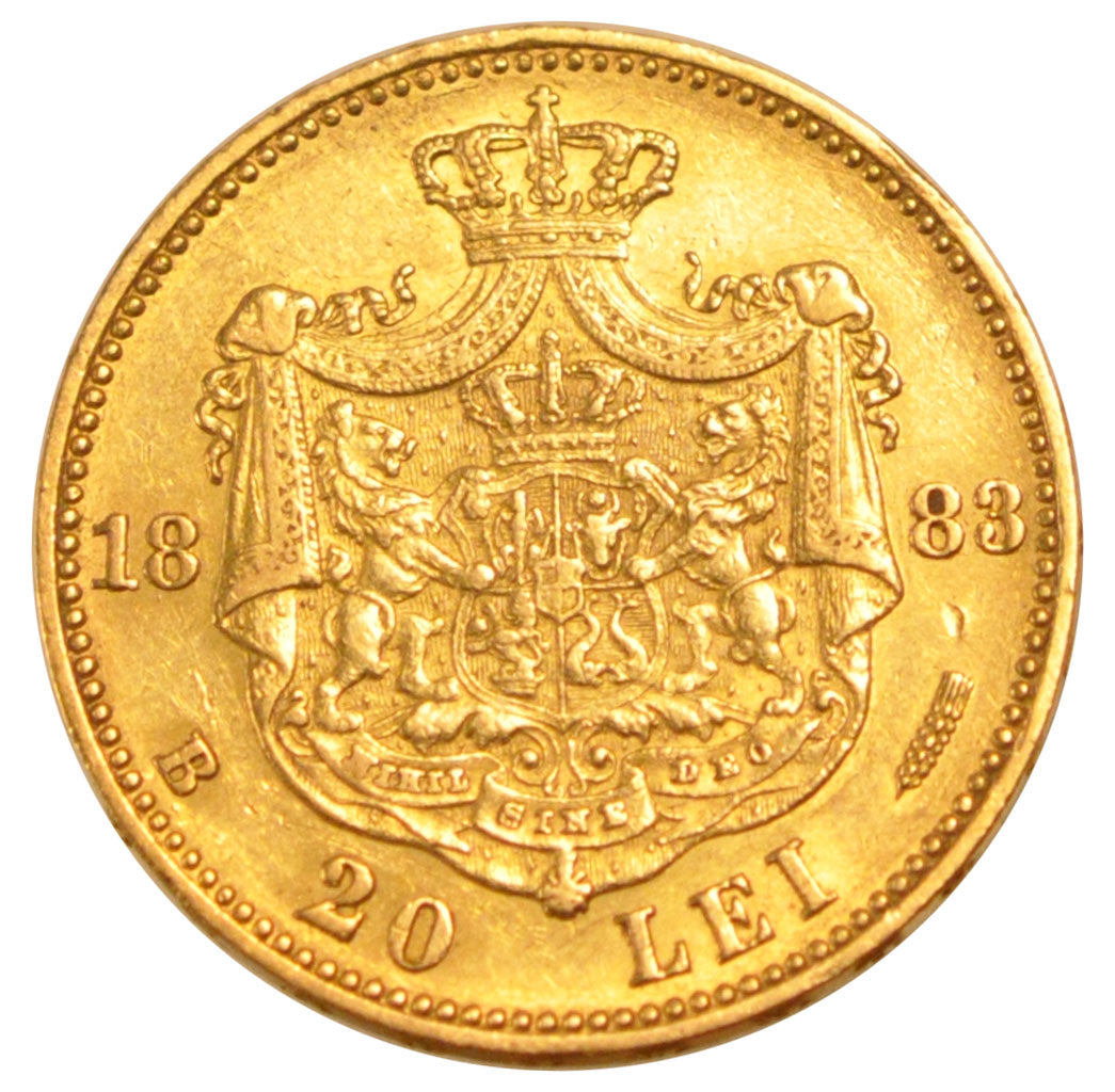 ROMANIA, 20 Lei, 1883, Bucarest, KM #20, EF(40-45), Gold, 6.50