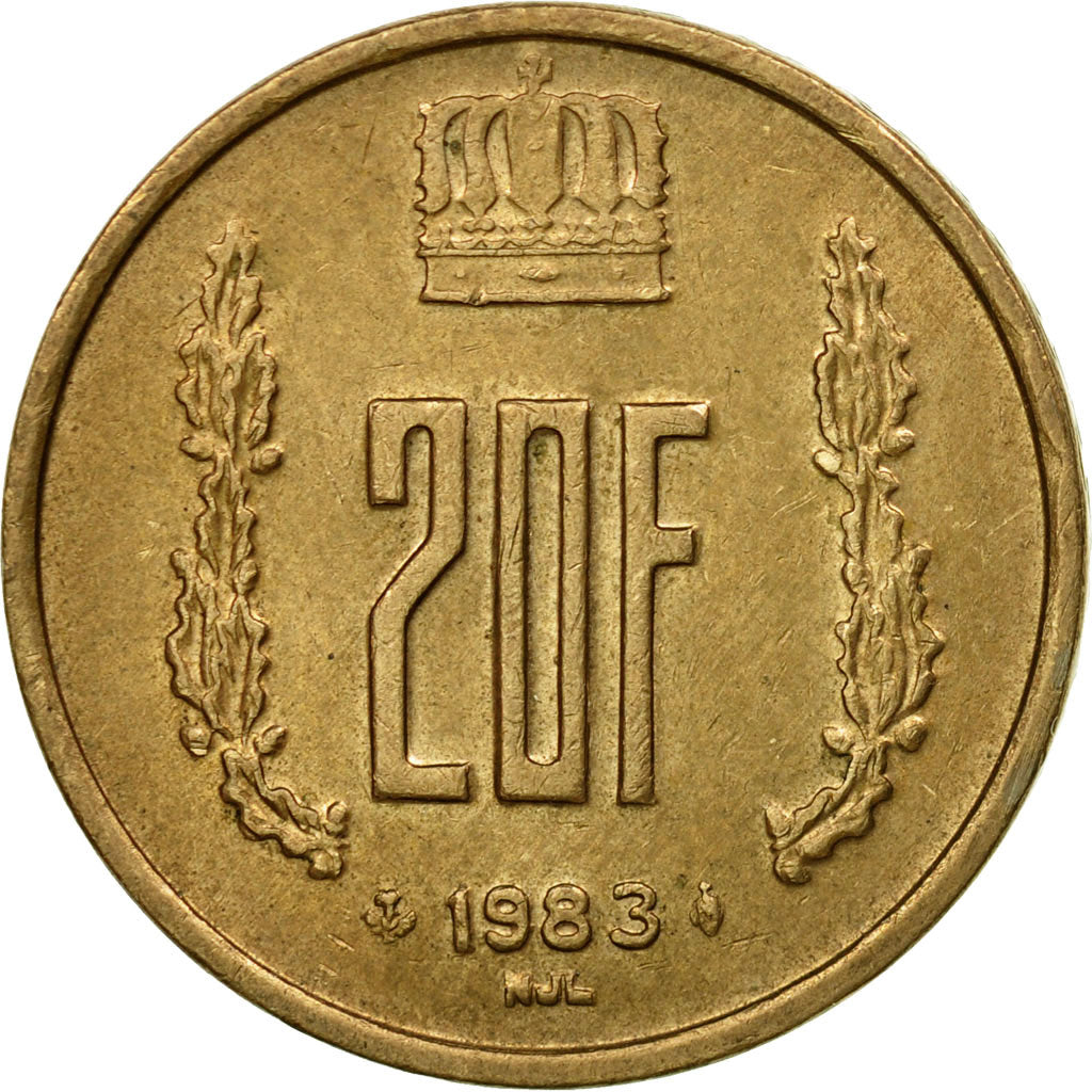 Coin, Luxembourg, Jean, 20 Francs, 1983, MS(60-62), Aluminum-Bronze, KM:58