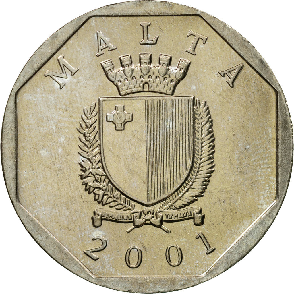 Moneta, Malta, 50 Cents, 2001, BB, Rame-nichel, KM:98