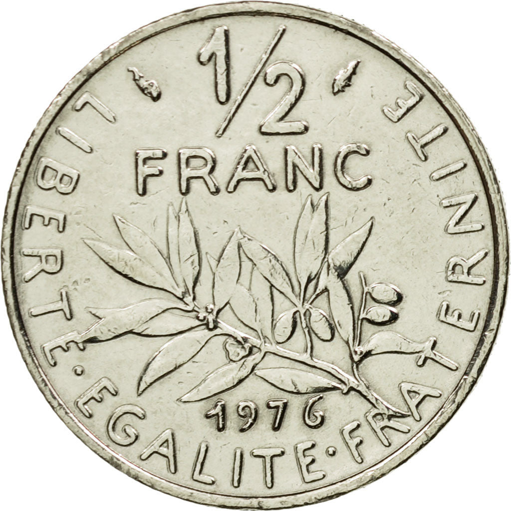 Münze, Frankreich, Semeuse, 1/2 Franc, 1976, Paris, UNZ, Nickel, KM:931.1