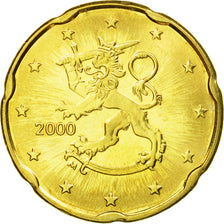 Finland, 20 Euro Cent, 2000, MS(63), Brass, KM:102