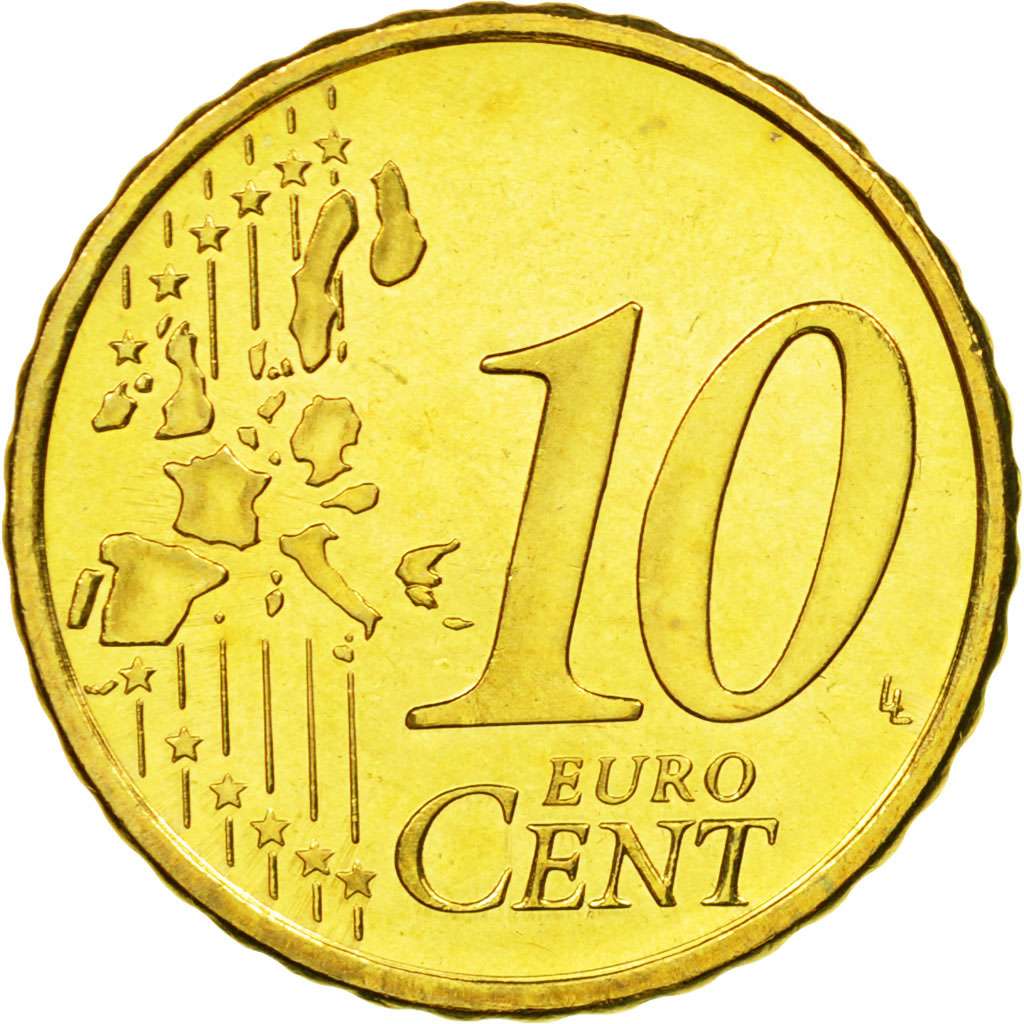 Finland, 10 Euro Cent, 1999, MS(63), Brass, KM:101