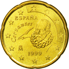 Hiszpania, 20 Euro Cent, 1999, Madrid, MS(60-62), Mosiądz, KM:1044