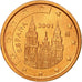 Spain, 2 Euro Cent, 2001, MS(63), Copper Plated Steel, KM:1041