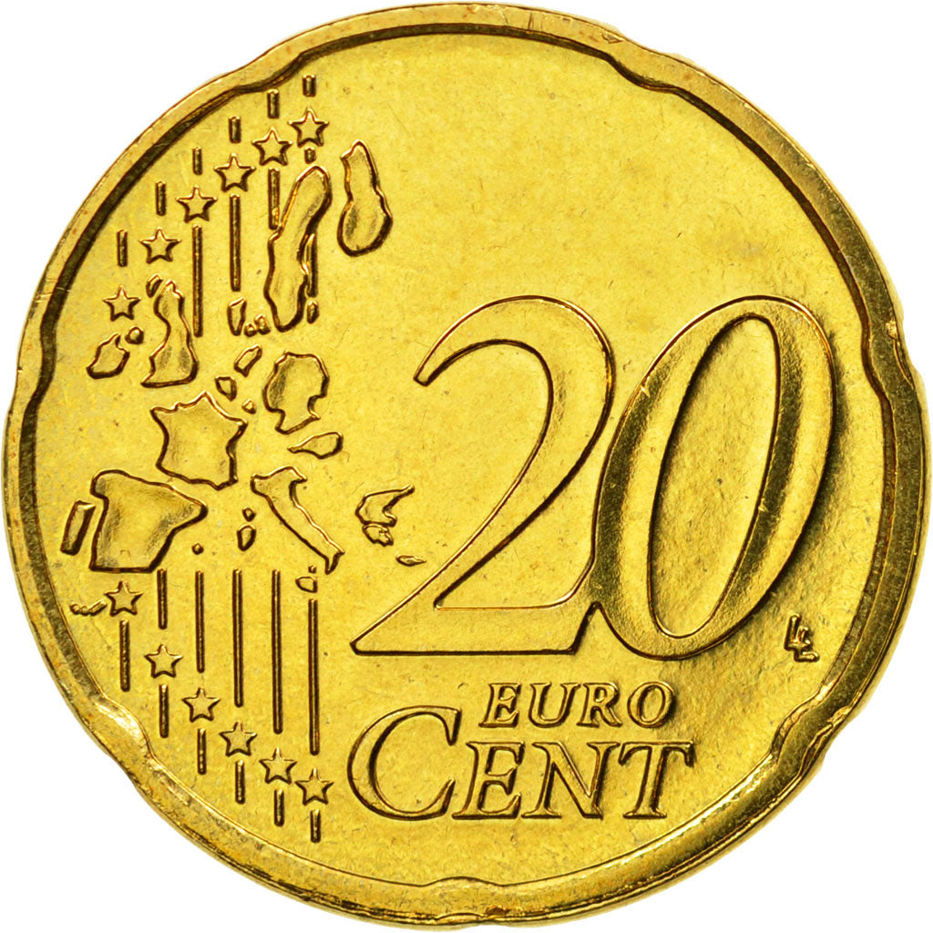 Luxembourg, 20 Euro Cent, 2002, MS(63), Brass, KM:79