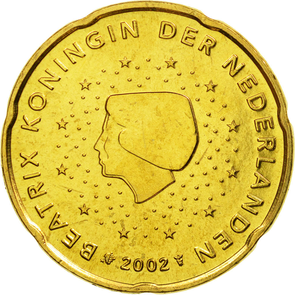 Paesi Bassi, 20 Euro Cent, 2002, SPL, Ottone, KM:238