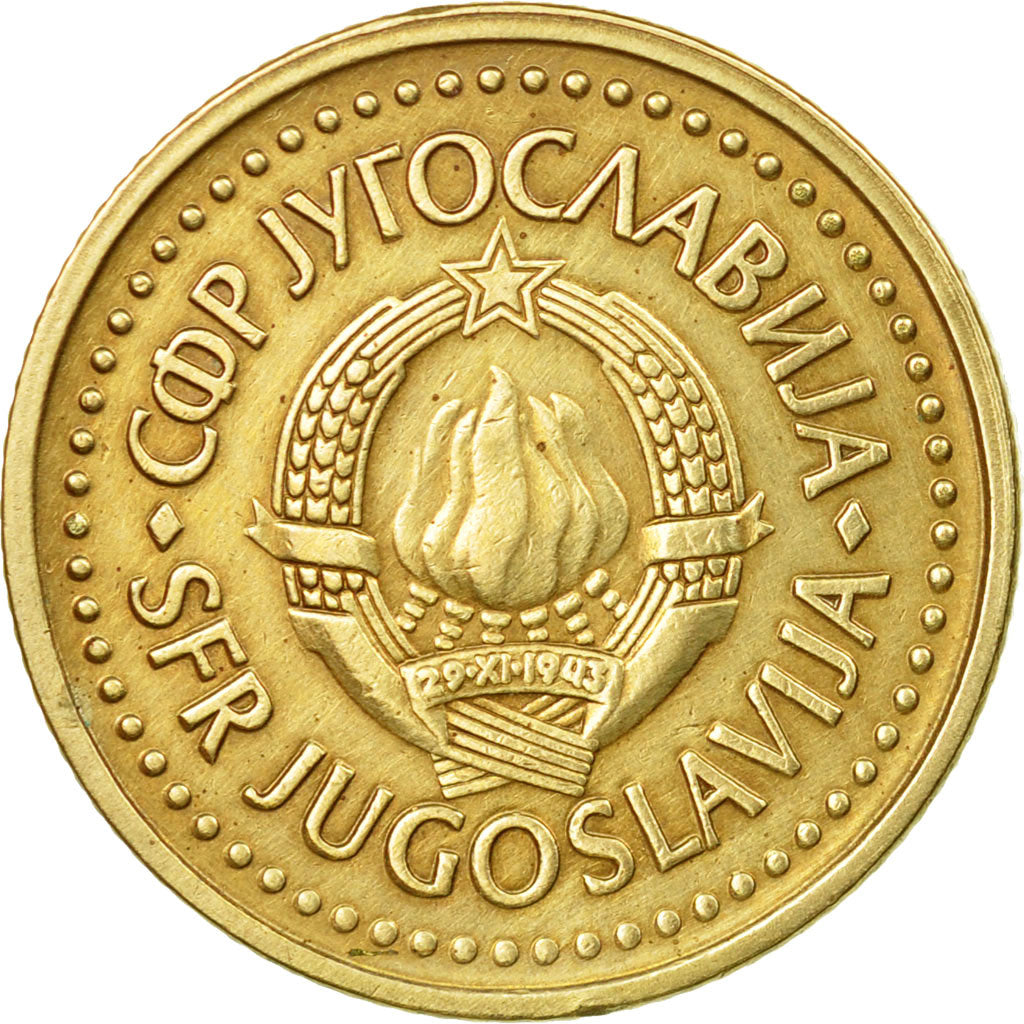 Moneda, Yugoslavia, Dinar, 1986, MBC, Níquel - latón, KM:86