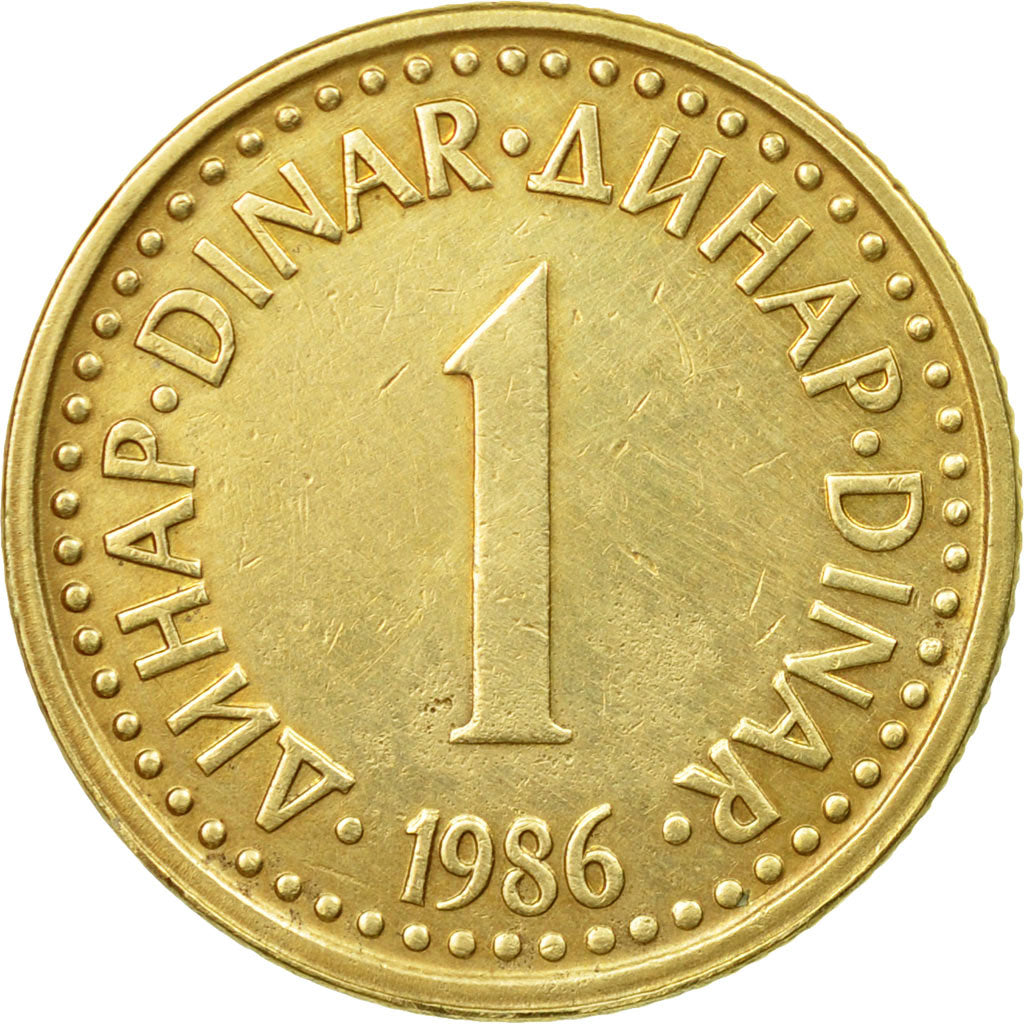 Moneda, Yugoslavia, Dinar, 1986, MBC, Níquel - latón, KM:86